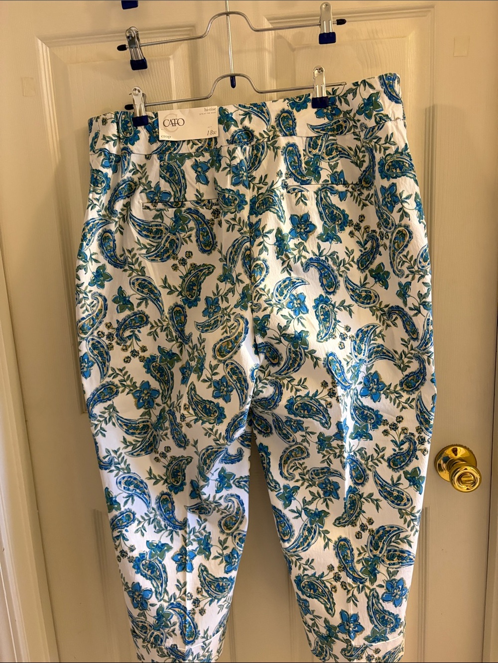 Cato Blue Paisley Print WoMen’s Pants - White/Blue